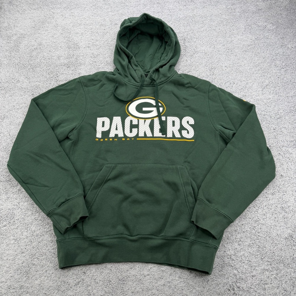 Green Bay Packers Hoodie Men Small NFL Football Spellout Fleece Sweatshirt Nike